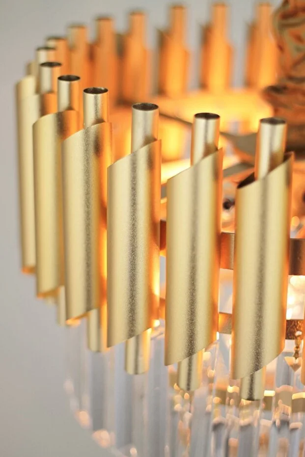 Palmira 55'lik Kristal Taşlı Lüks Avize - (sarı-yaldız)